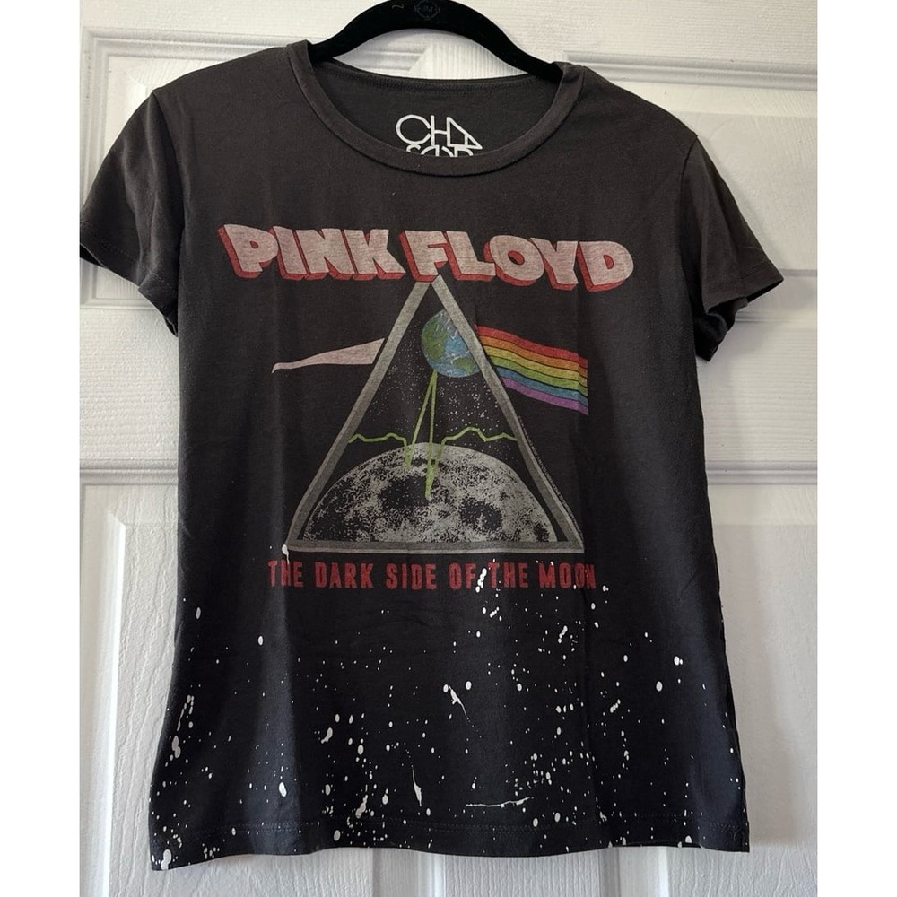 The Moon Graphic Tee Paint Splatter Charcoal in size XS
